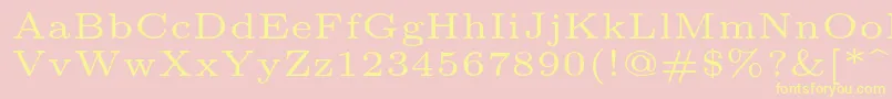 Lmroman5Regular-Schriftart – Gelbe Schriften auf rosa Hintergrund