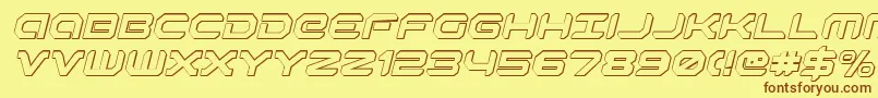 Robotaur3Di-Schriftart – Braune Schriften auf gelbem Hintergrund