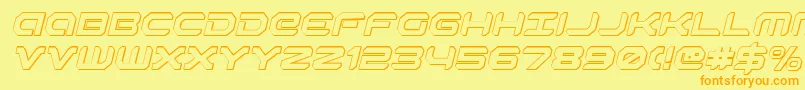 Robotaur3Di-Schriftart – Orangefarbene Schriften auf gelbem Hintergrund