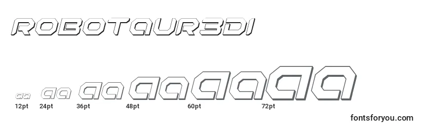 Размеры шрифта Robotaur3Di