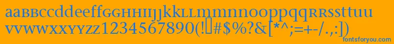 フォントMigraineserif – オレンジの背景に青い文字