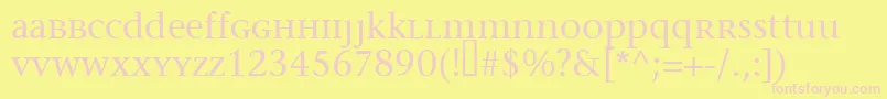 Migraineserif-fontti – vaaleanpunaiset fontit keltaisella taustalla