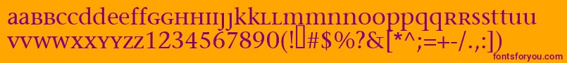Migraineserif Font – Purple Fonts on Orange Background