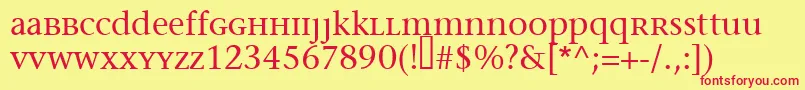 フォントMigraineserif – 赤い文字の黄色い背景