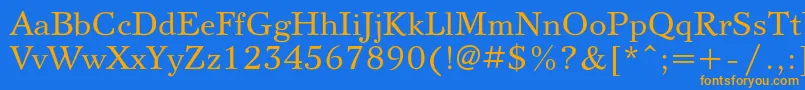 Svetlanac-Schriftart – Orangefarbene Schriften auf blauem Hintergrund