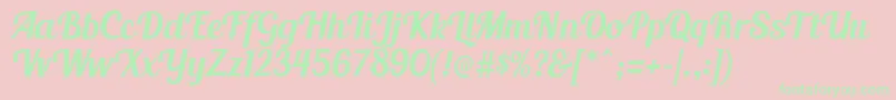 BlendaScript Font – Green Fonts on Pink Background