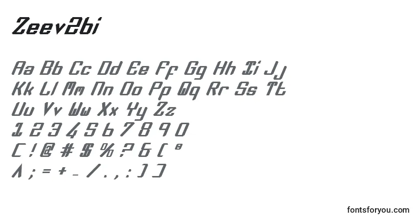 A fonte Zeev2bi – alfabeto, números, caracteres especiais