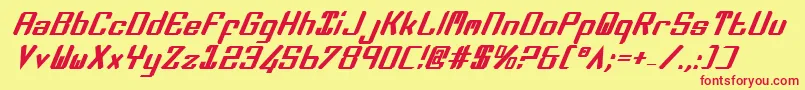 Zeev2bi-Schriftart – Rote Schriften auf gelbem Hintergrund