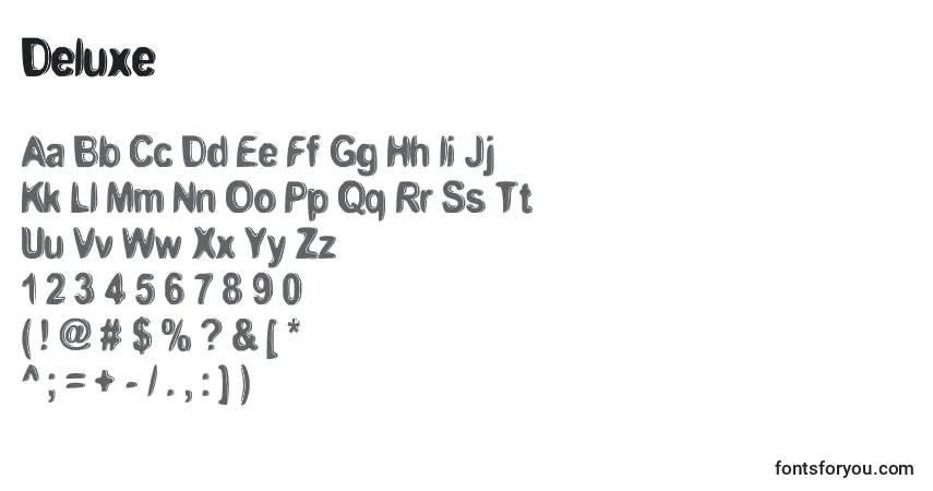 Czcionka Deluxe – alfabet, cyfry, specjalne znaki