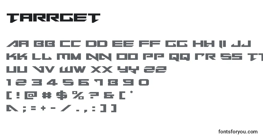 Czcionka Tarrget – alfabet, cyfry, specjalne znaki