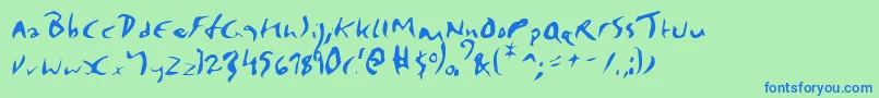 フォントElmore – 青い文字は緑の背景です。