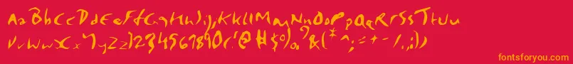 フォントElmore – 赤い背景にオレンジの文字