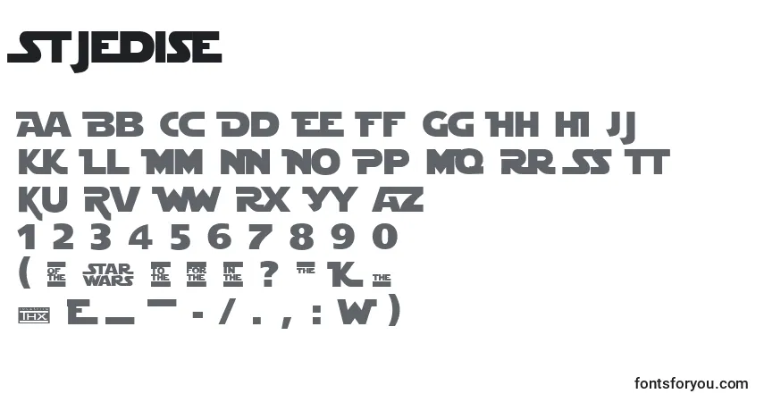 Schriftart Stjedise – Alphabet, Zahlen, spezielle Symbole