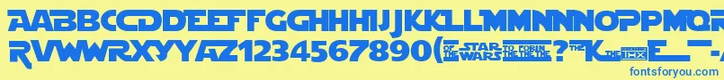 フォントStjedise – 青い文字が黄色の背景にあります。