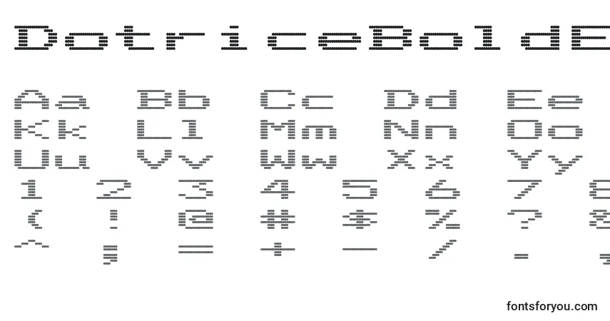 A fonte DotriceBoldExpanded – alfabeto, números, caracteres especiais