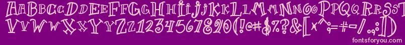 Goof-fontti – vaaleanpunaiset fontit violetilla taustalla