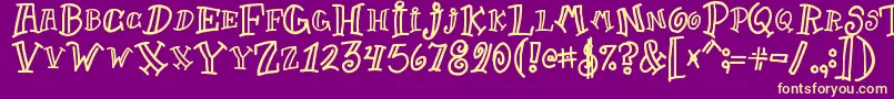 Goof-fontti – keltaiset fontit violetilla taustalla