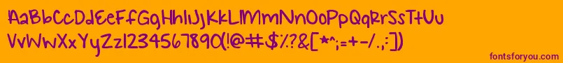 Шрифт Kgsmalltownsoutherngirl – фиолетовые шрифты на оранжевом фоне