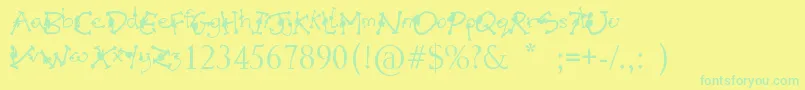 AlienMutationsBegin-Schriftart – Grüne Schriften auf gelbem Hintergrund