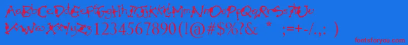 AlienMutationsBegin Font – Red Fonts on Blue Background