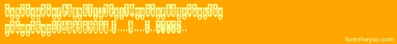 PopuluxeDeemonds-Schriftart – Gelbe Schriften auf orangefarbenem Hintergrund