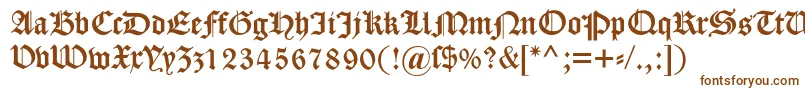 Fonte Dscaslongotisch – fontes marrons em um fundo branco