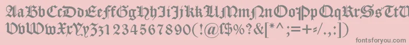 フォントDscaslongotisch – ピンクの背景に灰色の文字