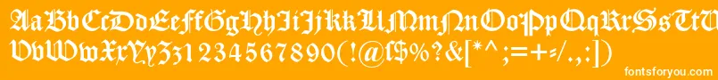 フォントDscaslongotisch – オレンジの背景に白い文字