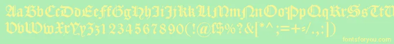 Dscaslongotisch Font – Yellow Fonts on Green Background
