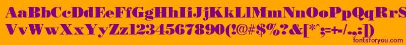 Necblack-fontti – violetit fontit oranssilla taustalla