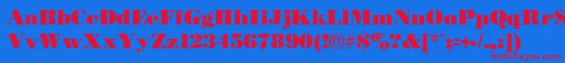 Necblack-Schriftart – Rote Schriften auf blauem Hintergrund