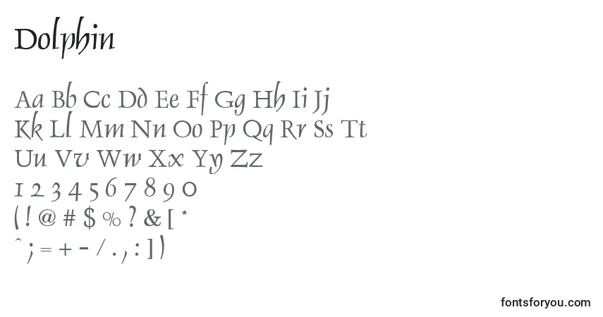 Schriftart Dolphin – Alphabet, Zahlen, spezielle Symbole