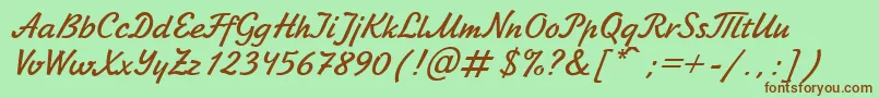 JikharevBoldItalic.001.017 Font – Brown Fonts on Green Background