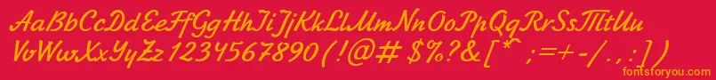 JikharevBoldItalic.001.017-Schriftart – Orangefarbene Schriften auf rotem Hintergrund
