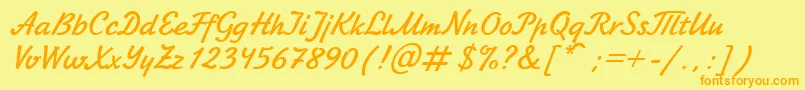 JikharevBoldItalic.001.017 Font – Orange Fonts on Yellow Background