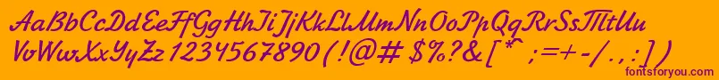 JikharevBoldItalic.001.017-fontti – violetit fontit oranssilla taustalla