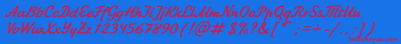 JikharevBoldItalic.001.017 Font – Red Fonts on Blue Background