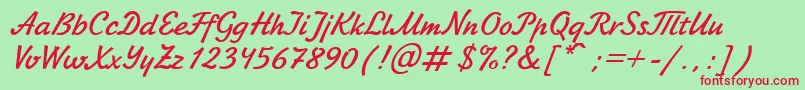 フォントJikharevBoldItalic.001.017 – 赤い文字の緑の背景