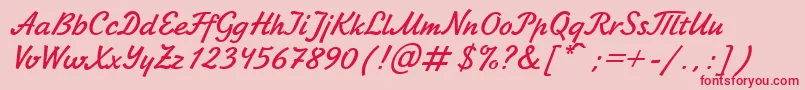 フォントJikharevBoldItalic.001.017 – ピンクの背景に赤い文字