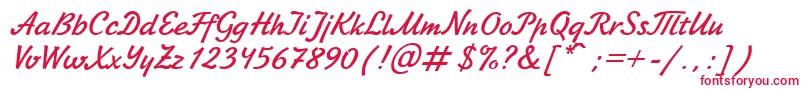 フォントJikharevBoldItalic.001.017 – 白い背景に赤い文字