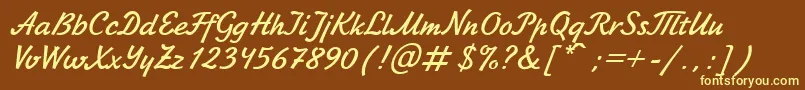 JikharevBoldItalic.001.017 Font – Yellow Fonts on Brown Background