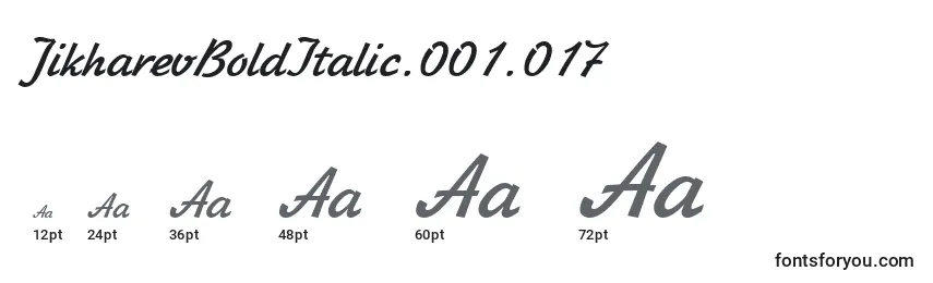 Größen der Schriftart JikharevBoldItalic.001.017