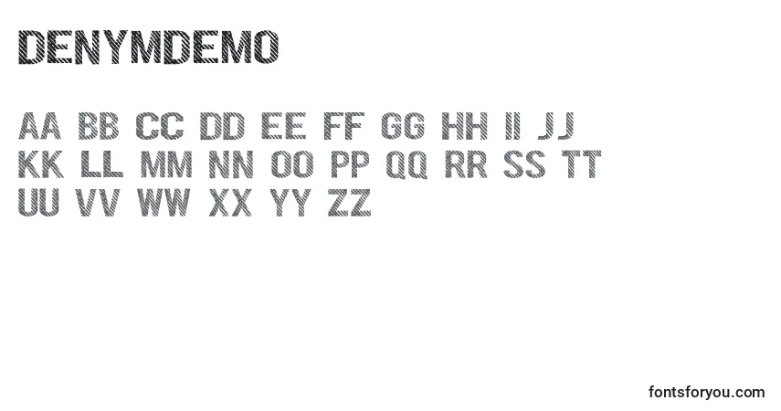 A fonte DenymDemo – alfabeto, números, caracteres especiais