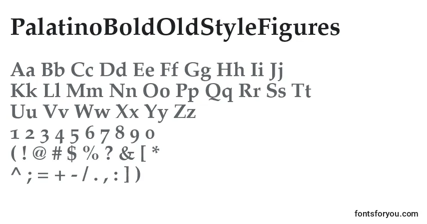 A fonte PalatinoBoldOldStyleFigures – alfabeto, números, caracteres especiais