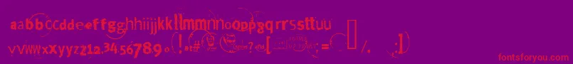 TheDevilsCar-Schriftart – Rote Schriften auf violettem Hintergrund