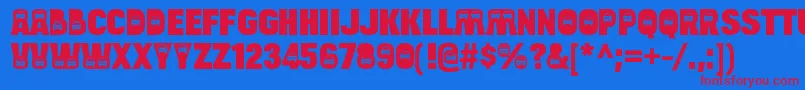 フォントBulltoadcarRegular – 赤い文字の青い背景