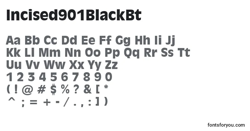 A fonte Incised901BlackBt – alfabeto, números, caracteres especiais