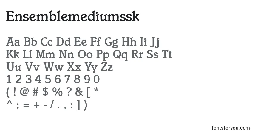 Czcionka Ensemblemediumssk – alfabet, cyfry, specjalne znaki