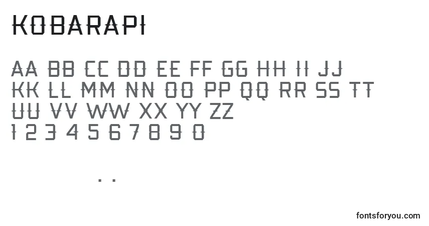 Schriftart Kobarapi – Alphabet, Zahlen, spezielle Symbole