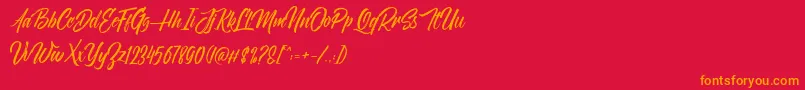 fuente NovithaScriptDemo – Fuentes Naranjas Sobre Fondo Rojo